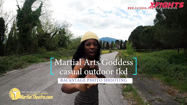 Martial Fetish - Martial Arts Goddess casual outdoor tkd backstage photo shooting