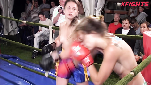 DWW-S2001-BOX-15 Clara vs Olga K - One-Sided Topless Boxing