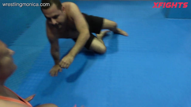 Wrestling Monica - Teddy vs Wimpy Ivan - Curvy punishes a man