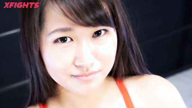 Akibacom - FGV-75 - A cute Asian girl wrestles a guy hard in the ring
