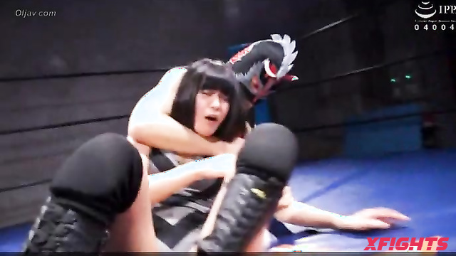 Akibacom - BCD-02 - Cute japanese girls wrestled with a guy and then made him cum