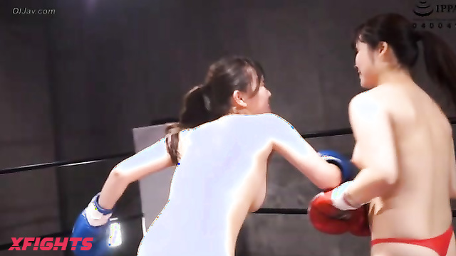 Akibacom - BTXS-01 - Miho Tomii And Ayaka Mochizuki Face Off In Topless Boxing Match