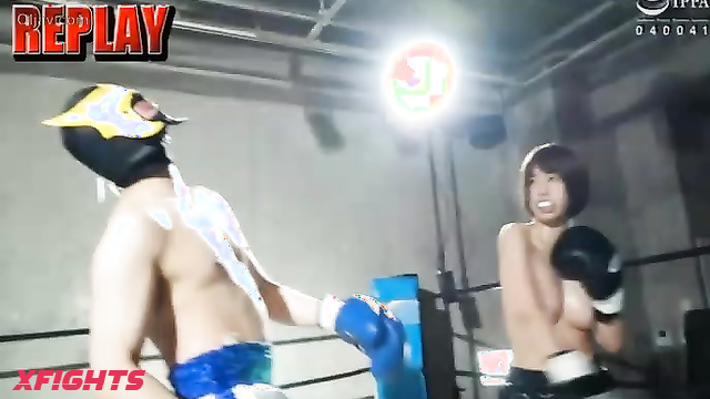 Akibacom - BDTB-01 - Boxing match with a busty Asian girl in oil