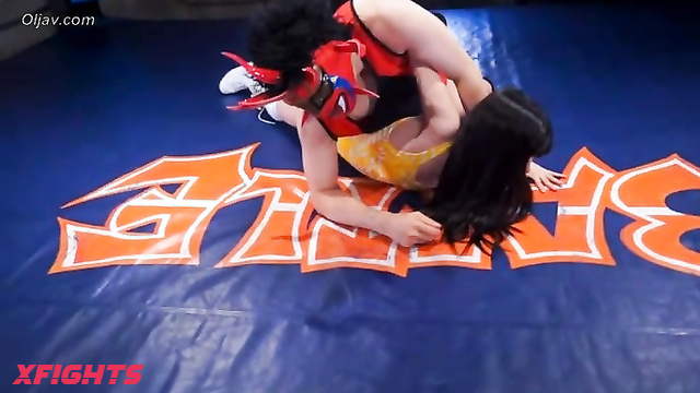 Akibacom - BWM-09 - Guy brutally defeats two sexy Asian girls in wrestling
