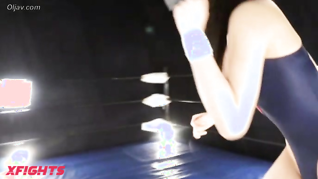 Akibacom - BTR-04 - Wrestling between cute Asian girls in the ring