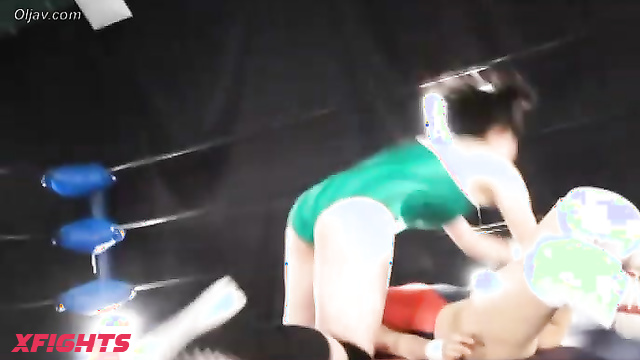 Akibacom - BTR-04 - Wrestling between cute Asian girls in the ring