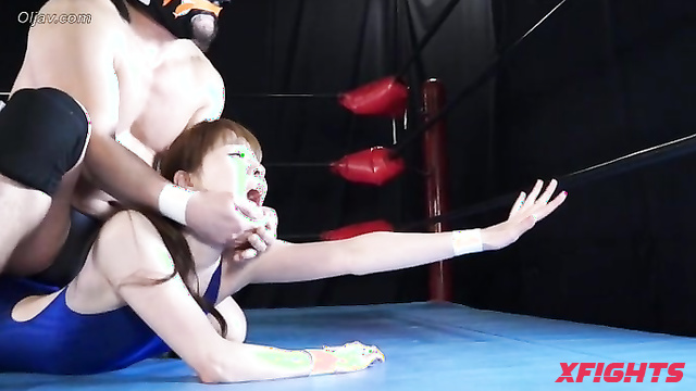 Akibacom - AAY-03 Mimi Hanano’s Sexy Villain Ref Domination with Blowjob in Mixed Sexfight