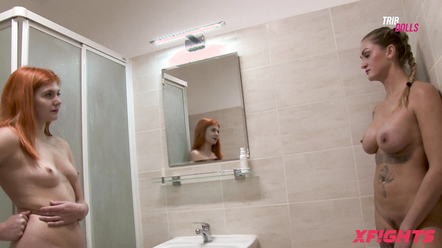 Trib Dolls - TD1845 Doris vs Saskia - The hottest sexfight in a shower