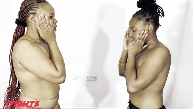 Fantasy Wrestlers Africa - Hanna vs Triza - Exchange of hard face slaps