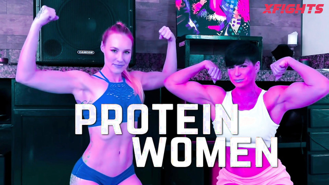 Protein Wrestling - Paris Love vs Ruby Blue - Topless Arm Wrestling Ring Power