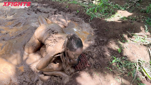Mercy Wrestling Production - Esther vs Nelly - Two Sexy Black Girls Mud Wrestling