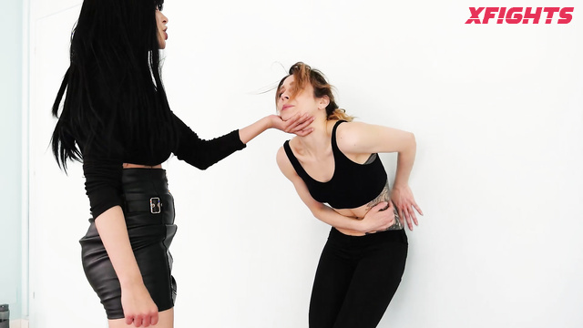 Italian Fetish game - May vs Stella - The girl humiliated & brutally beat her slave bitch