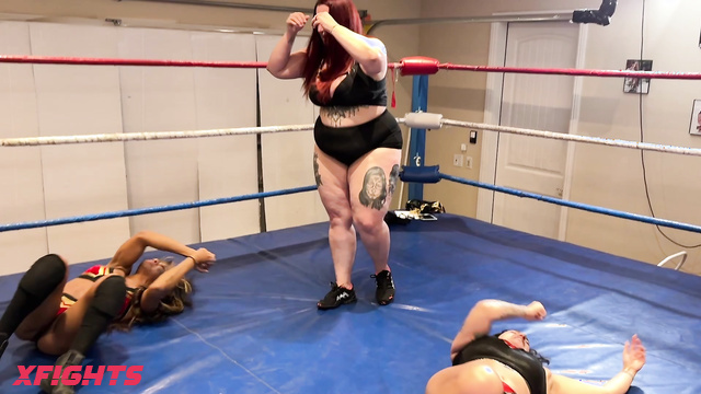Pandemic Pro Wrestling - Kara vs Two - BBW dominates girls hard in the ring