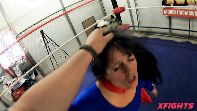Modest Moms Wrestling - Alexandria - POV brutal beating & humiliation of a girl in the ring