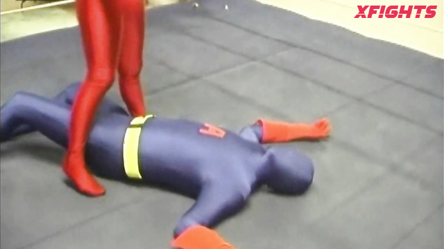 Sexy Fighting Women - Red & Atomic - Girl harshly dominates and beats guy in the ring