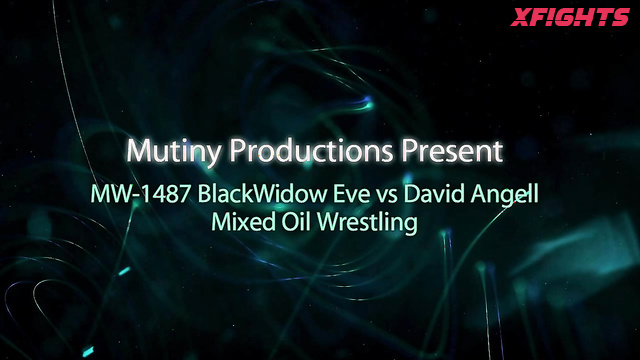 Mutiny Productions - Mw-1487 - Blackwidow & David - Busty girl wrestles a guy in oil