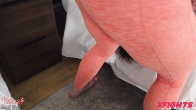 Stronger And Sexy - Strong girl dominates a guy and smothers him with her thighs