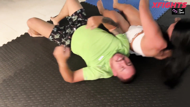 Kink Sports - Juan & Maria - Hot brunette brutally dominates her boyfriend on the mats