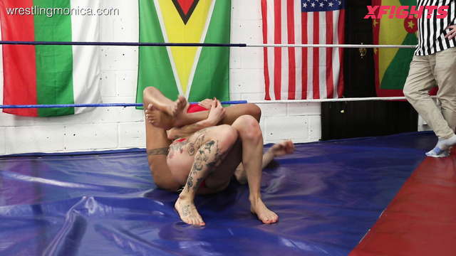 The Real Wrestling Store - Sheela & Epiphany - Hard fight between two interracial girls