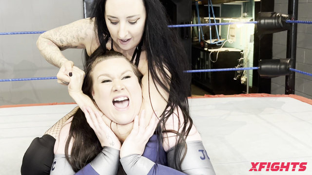 Nadia Sapphire - Hot brunette and BBW had a hardcore wrestling match