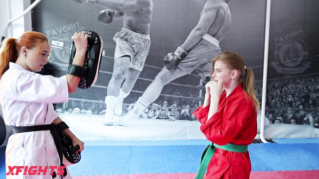 Mixfights - Red-haired sexy girls had a karate sparring match
