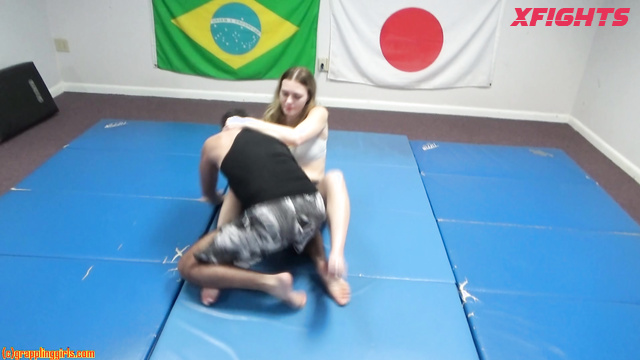 Grappling Girls in Action - Angel & Tyler - Sweet blonde dominates guy