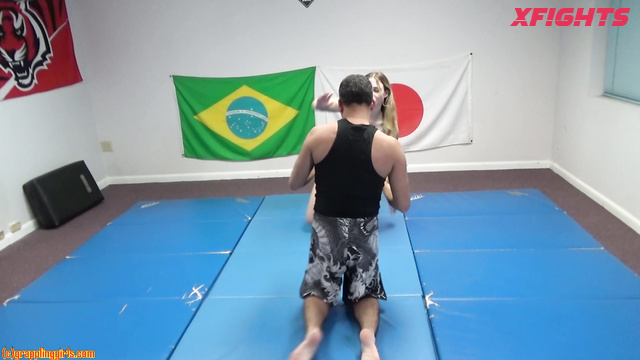 Grappling Girls in Action - Angel & Tyler - Sweet blonde dominates guy