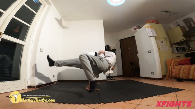Martial Fetish - A girl harshly dominates a guy in karate sparring