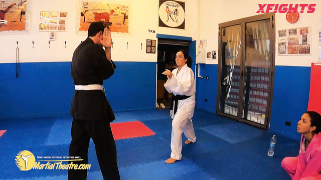 Martial Fetish - Lady, Samy & Marco - Hot girls practice karate moves on a guy