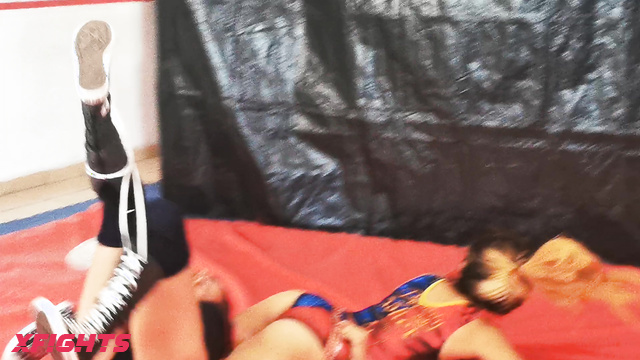 Candy Wrestler Production - AMBER & BONNIE - Hardcore wrestling between two hot brunettes
