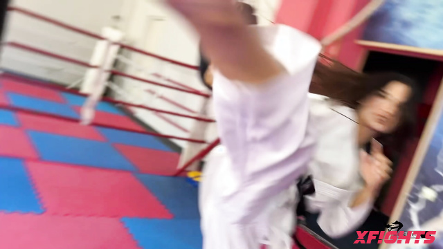 Mixfights - Sonya - Sexy brunette practices karate and shows off her sweet feet