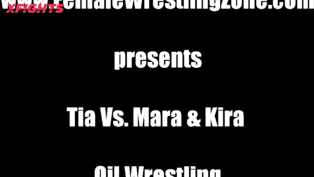 Female Wrestling Zone FWZ - Tia vs Mara and Kira Oil Wrestling