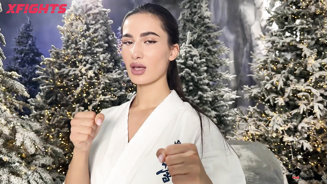 Mixfights - Sonya - A girl with sweet feet practices karate in the snow