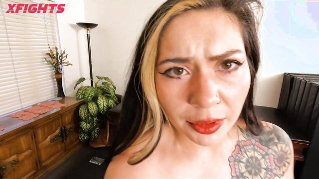 Hit The Mat Boxing And Wrestling - POV boxing with a sweet tattoo girl topless