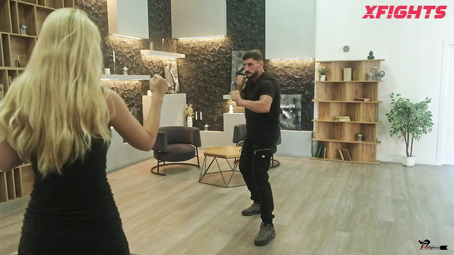 Mixfights - Living room fight with a busty blonde