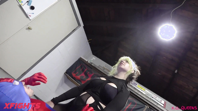 Ko Queens Wrestling - Fae D'cay & Blue Thunder - Sexy girl dominates a guy in cosplay