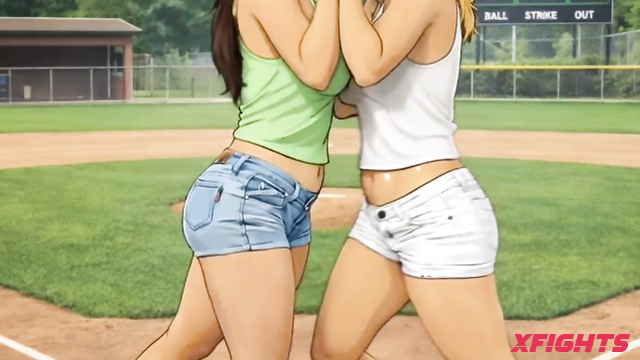 Aifights - AI blonde and brunette fight outdoors