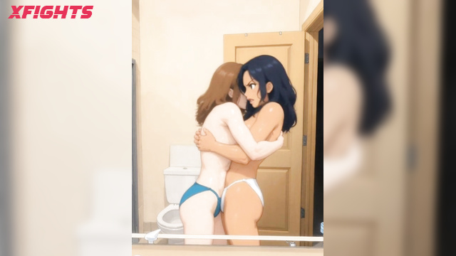 Aifights - AI girls wrestle in the shower and caress each other