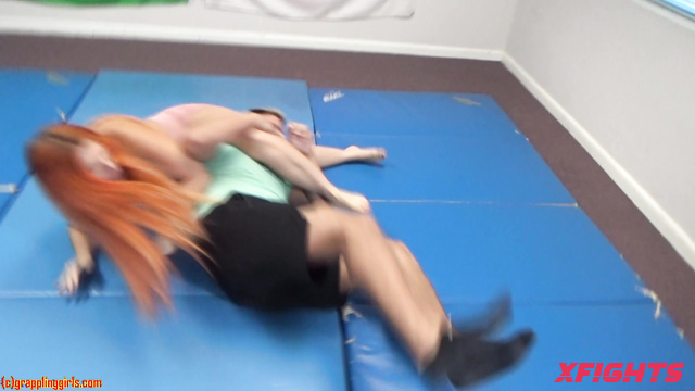 Grappling Girls In Action - Tony & Scott - Juicy redhead girl harshly dominates a guy