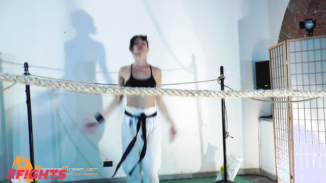 Fightingdream Video Store - Daphne - Sexy brunette trains karate