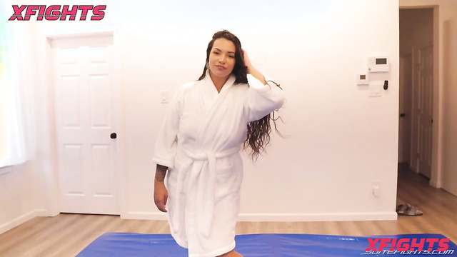 SuiteFights - Carmilla vs Paisley - Hot busty girls wrestle in oil topless