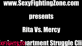 Sexy Fighting Zone SFZ - Rita vs Mercy Topless Apartment Struggle Clip