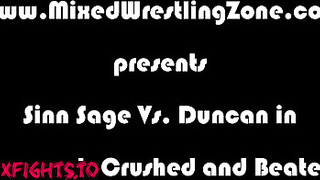 Mixed Wrestling Zone - Sinn Sage vs Duncan in Squeezed Crushed and Beaten