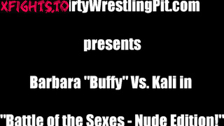 Dirty Wrestling Pit - Barbara Buffy vs Kali in Battle Of The Sexes - Nude Edition