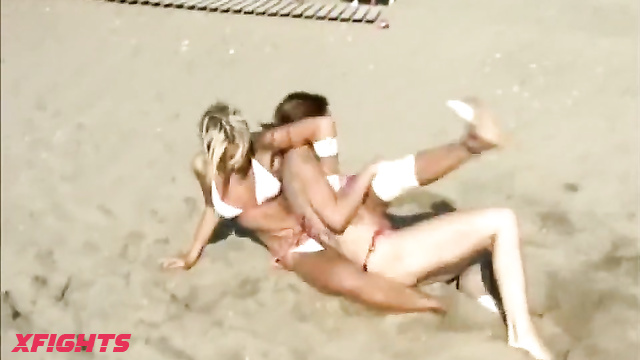 Beach Wrestling Blonde Pussy